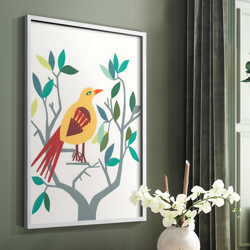 «Whitty Bird III», reproduction encadrée - bois massif, Blanc, H 10 po x l 8 po
