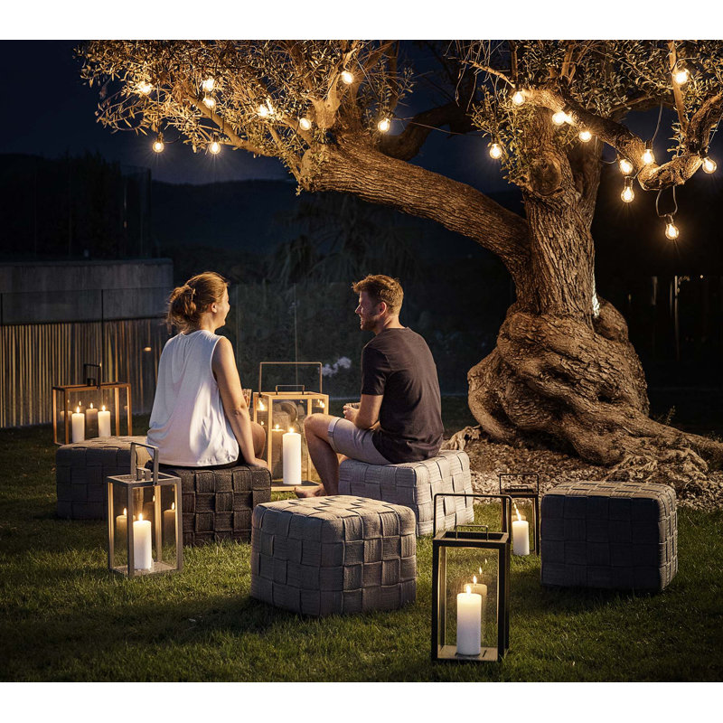 Cube Outdoor Ottoman, Light Gray
