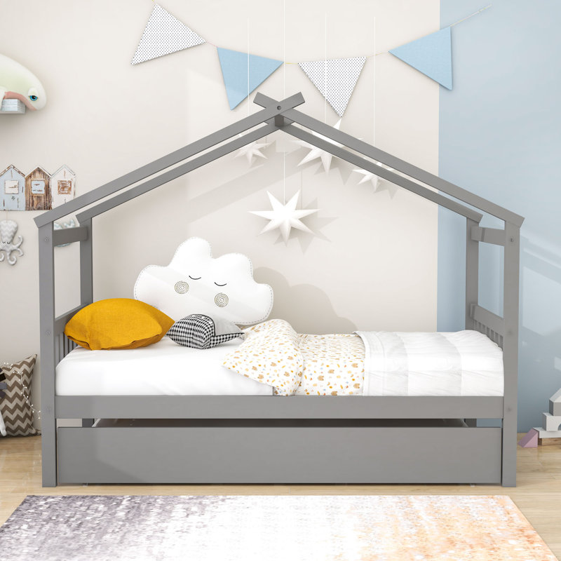 Lit plateforme avec couchette simple Prana, gris, Simple