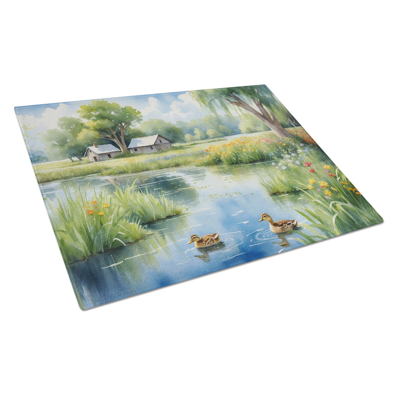 Mother Duck Glass Cutting Board