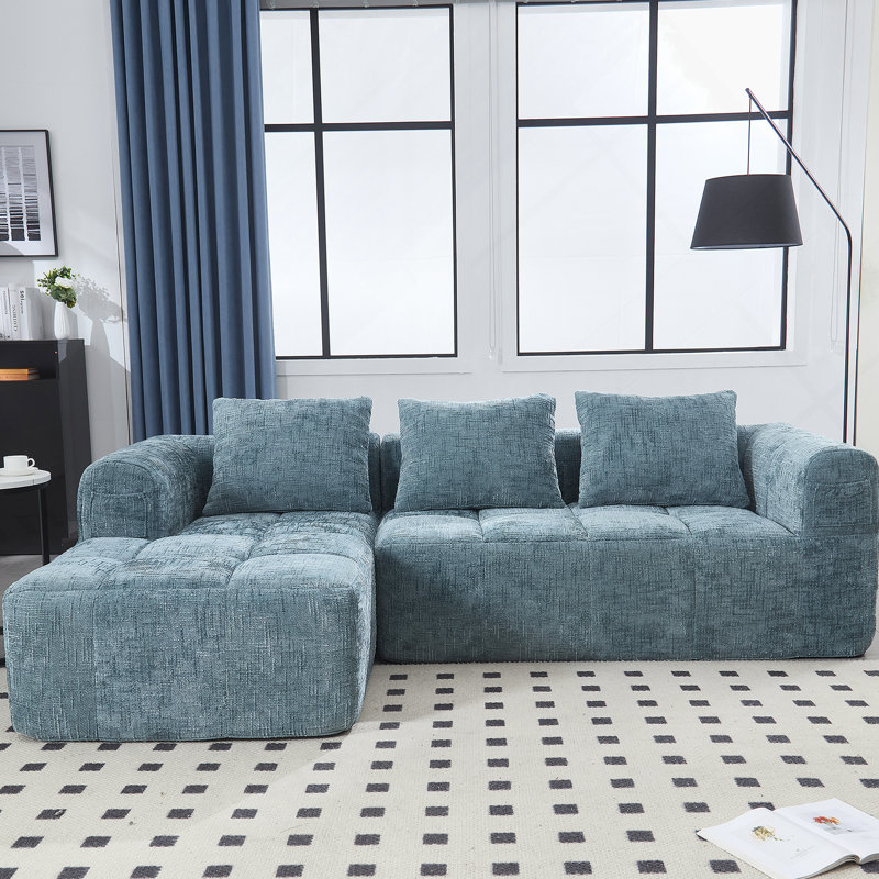 Canapé modulaire 2 pièces sans cadre, Bleu menthe