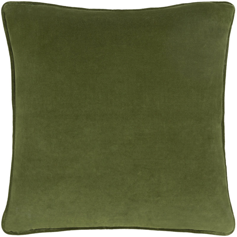 Housse de coussin en coton Safflower, Vert gazon, H 20 po x l 20 po, Polyester/ Bourre en polyester