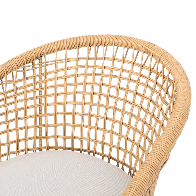 Élégante chaise de patio - PE brun, base en métal robuste, rembourrage hydrofuge tissé à la mode, structure, coussins moelleux