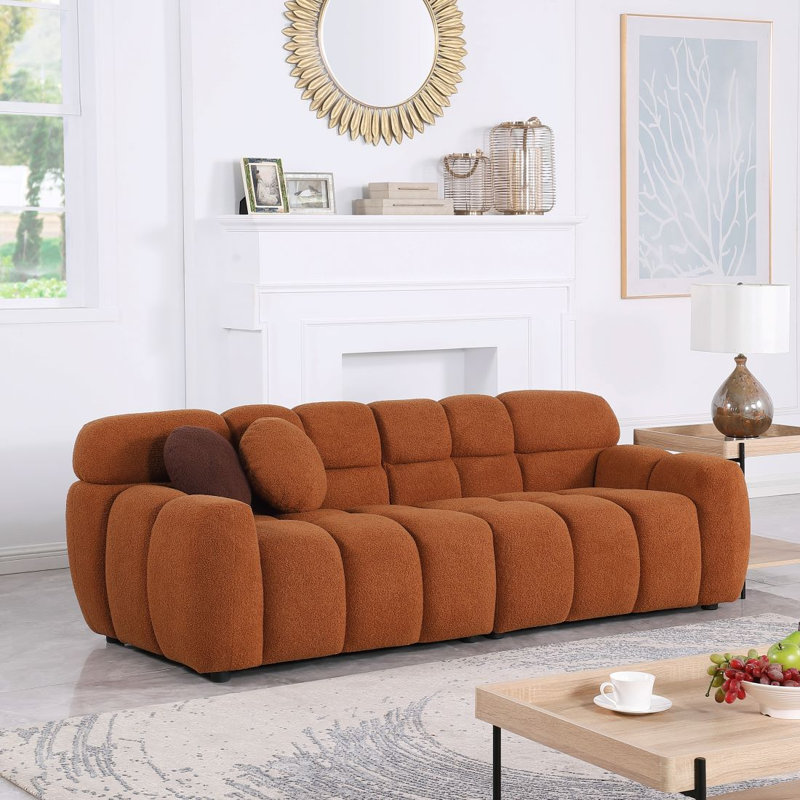 Daviya 86.5" Upholstered Sofa, Brown, 28" H x 86.5" W x 36" D