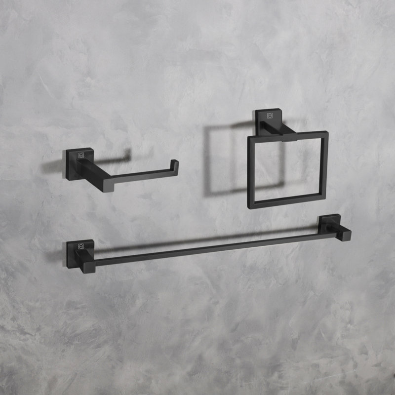 Isla 3 - Piece Bathroom Hardware Set, Matte Black
