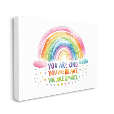 Kind Brave Smart Rainbow Canvas Wall Art Design By Amanda Greenwood