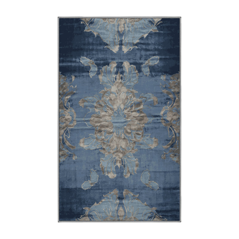 Tapis gris lavable à la machine, Rectangulaire 3 pi x 5 pi