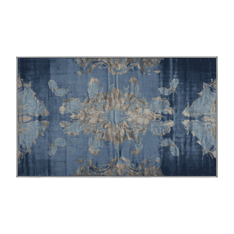 Tapis gris lavable à la machine, Rectangle 7 pi x 9 pi