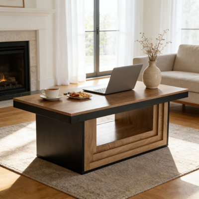Table basse 47 po avec tablette ouverte 47 po pour salon moderne, table centrale, finition deux tons