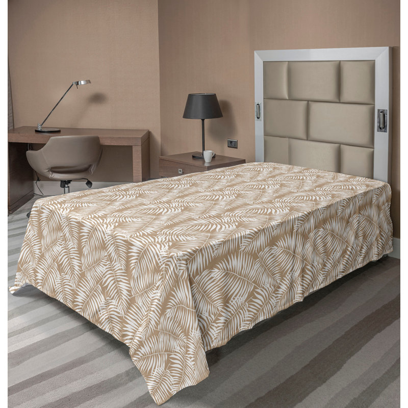 Taupe and White Twin XL Microfiber Flat Sheet