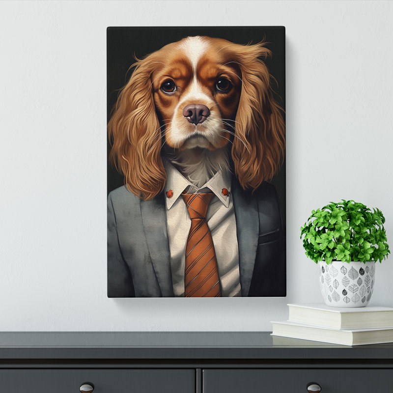 Cavalier King Charles Spaniel In A Suit No.6 - No Frame Print, 50cm H x 35cm W x 3cm D