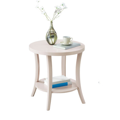 Contemporary Round Shelf End Table, Pink