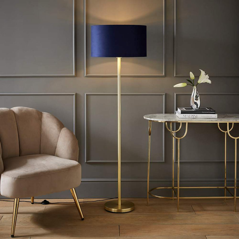 Baillieu 148cm Traditional Floor Lamp, Polished, Blue, No