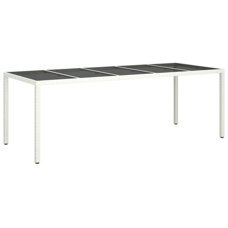 Rectangular Glass Outdoor Coffee Table, 29.5" H x 39.4" W x 98.4" L, White