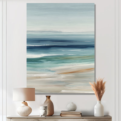 Golden Sunset Aerial View Beach - Beach Wall Art Decor, Blue Coastal Canvas Print