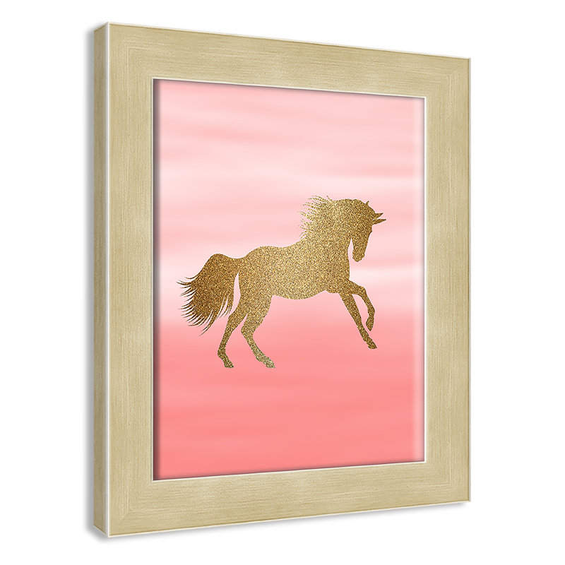 Art encadré ombré rose 1 ', H 10 po x l 8 po x P 0,6 po, Encadrement champagne
