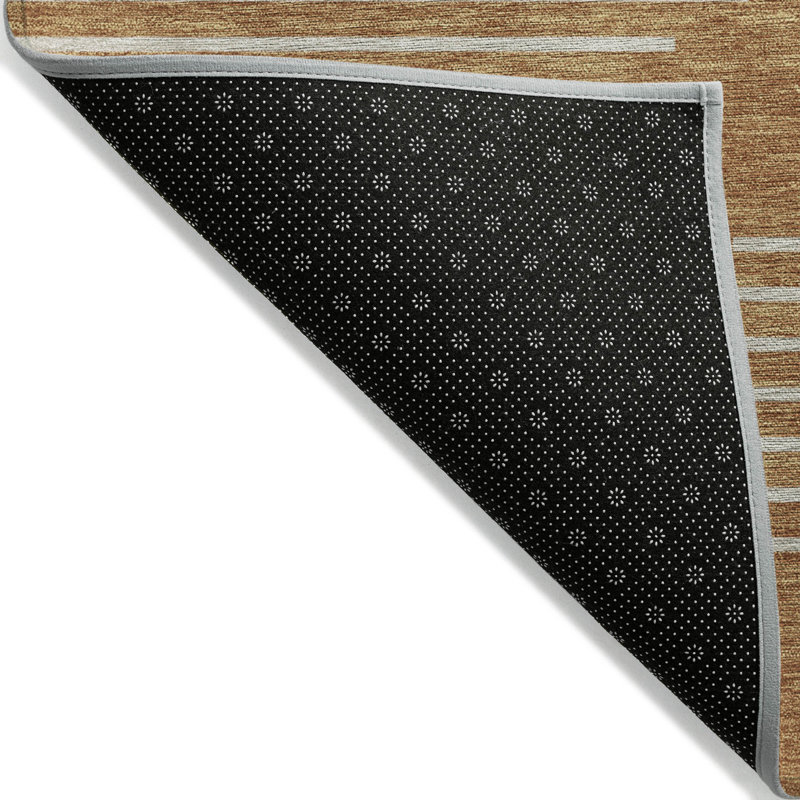 Paprika and Beige Synthetic Washable Rectangular Rug