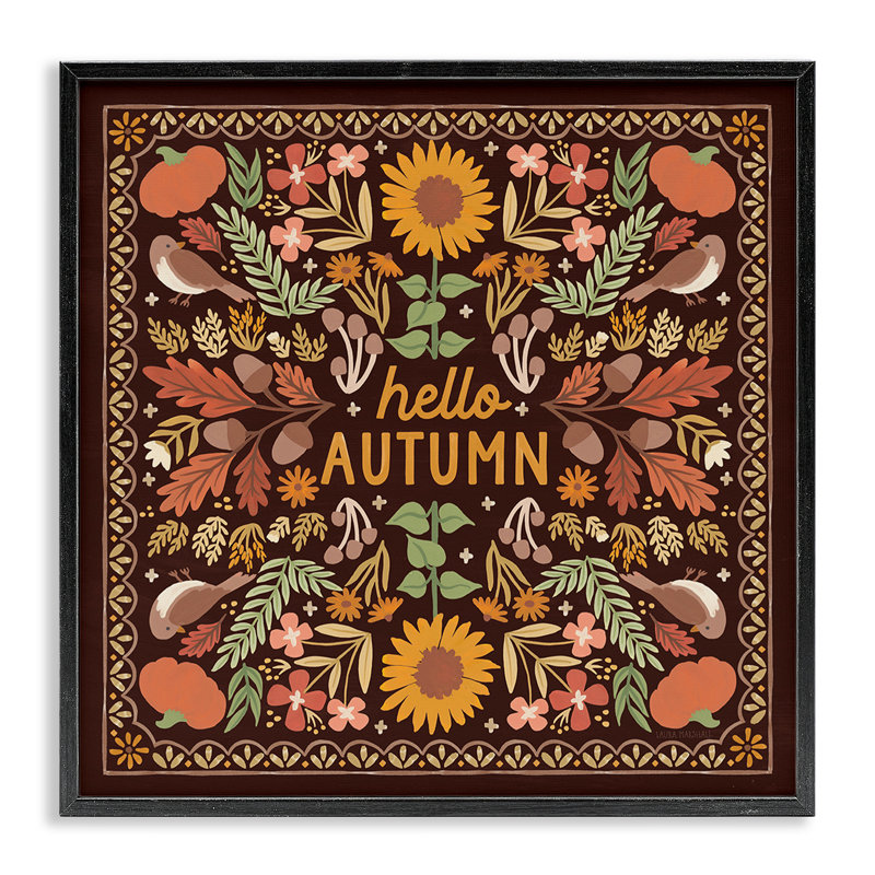Hello Autumn on Giclee Art by Laura Marshall, 12" H x 12" W, Midnight Black Framed Giclee
