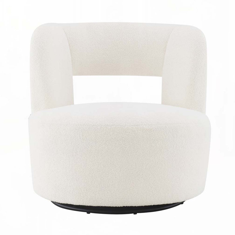 Teddy Fabric Swivel Barrel Chair, Cream Teddy