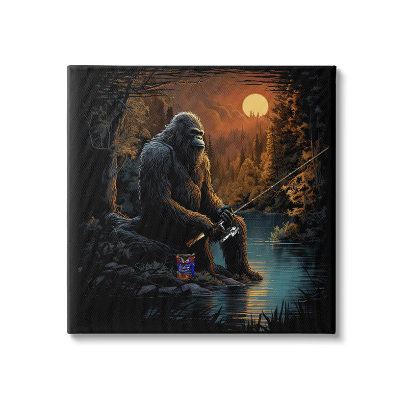 «Monster Fishing At Lake» par Jim Baldwin sur toile, 36" H x 36" W