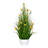 Cosmos jaune artificiel en pot et herbe verte.-902957900