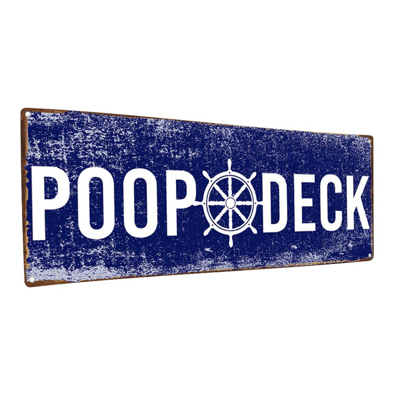 «Blue Deck Metal Sign» sur métal, H 4,25 po x l 11,5 po x P 0,04 po