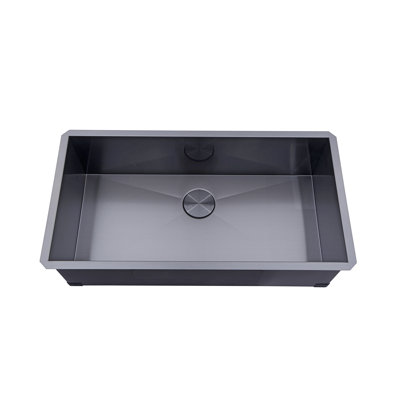 36'' L Undermount Single Bowl Galaxy Black Stainless Steel Kitchen Sink -  Kingsman Hardware, ARL-F3619S-BLK