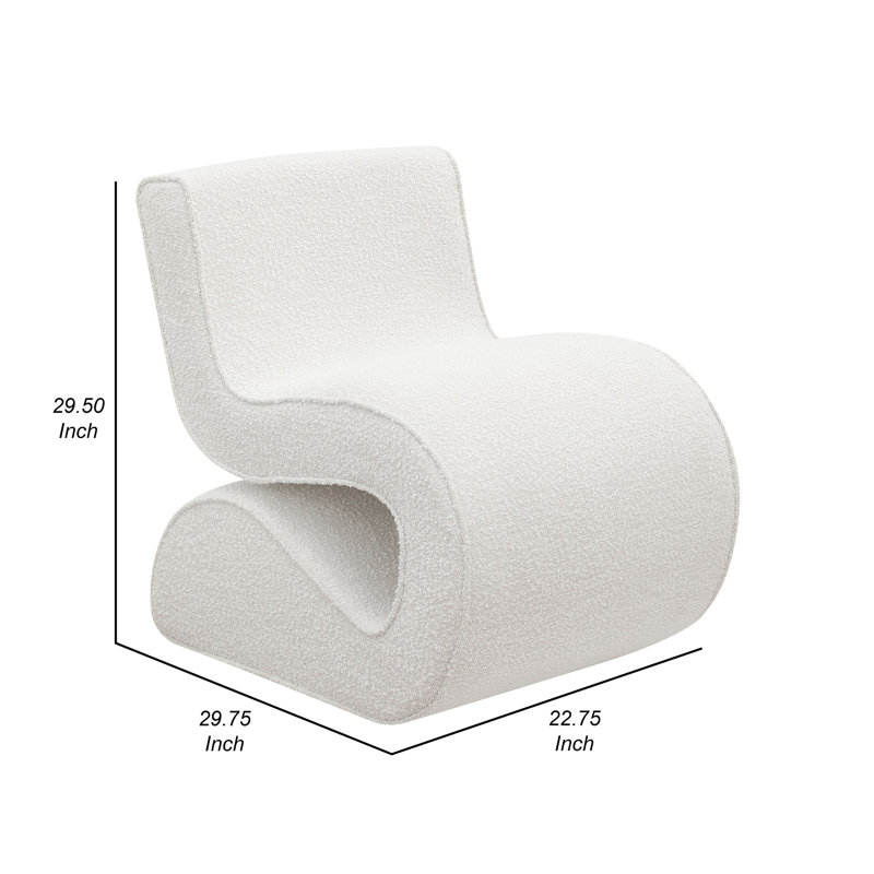 Cyndie Upholstered Accent Chair, Cream Boucle
