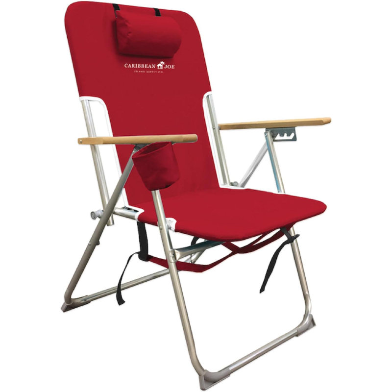 Chaise de camping pliante avec coussins Janalee, Rouge