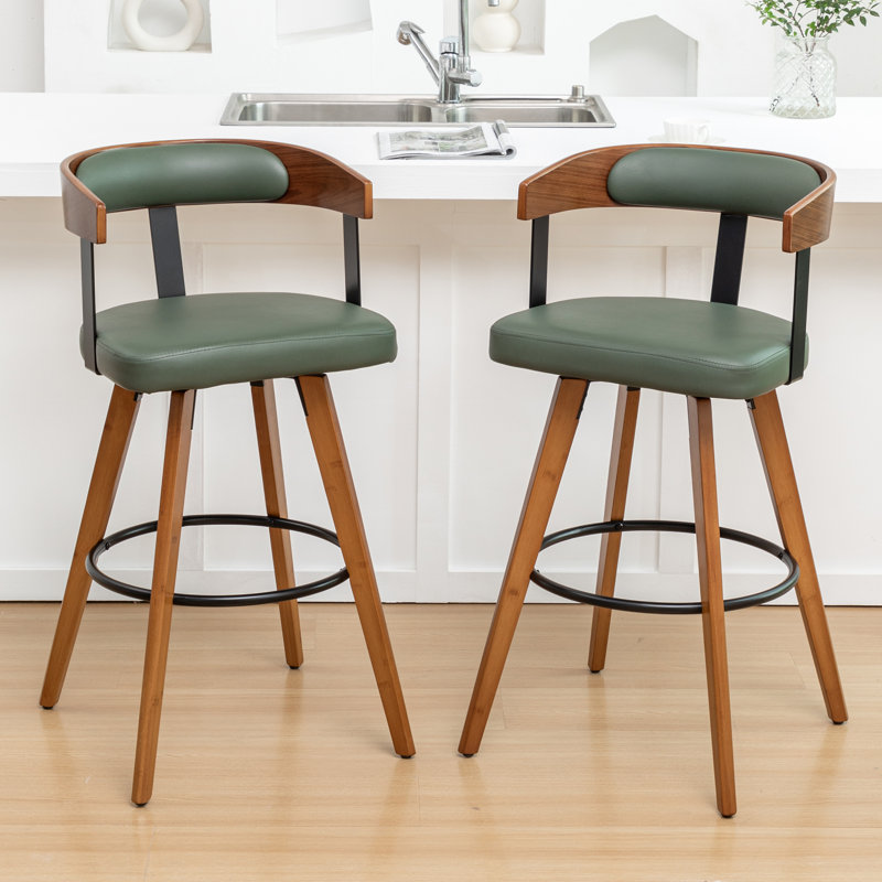 Tabourets de comptoir pivotants en cuir Modern, Tabouret de comptoir (siège d'une hauteur de 26,3, Vert