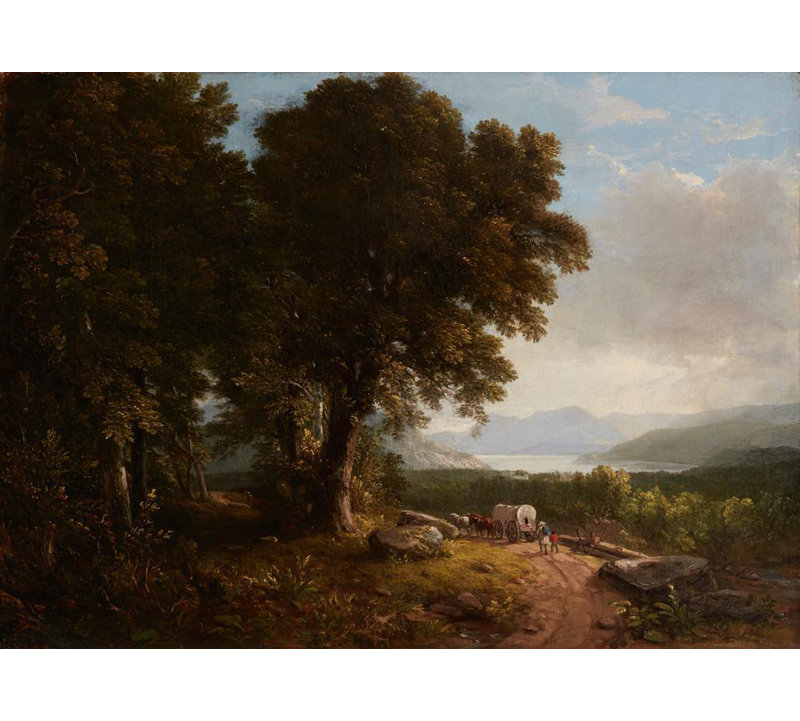 «Landscape with Covered Wagon» par Asher Brown Durand - Art mural sur toile tendue avec châssis, H 40 po x l 28 po