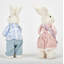 14" Easter White Sisal Standing Dressed Bunny, Set Of 2