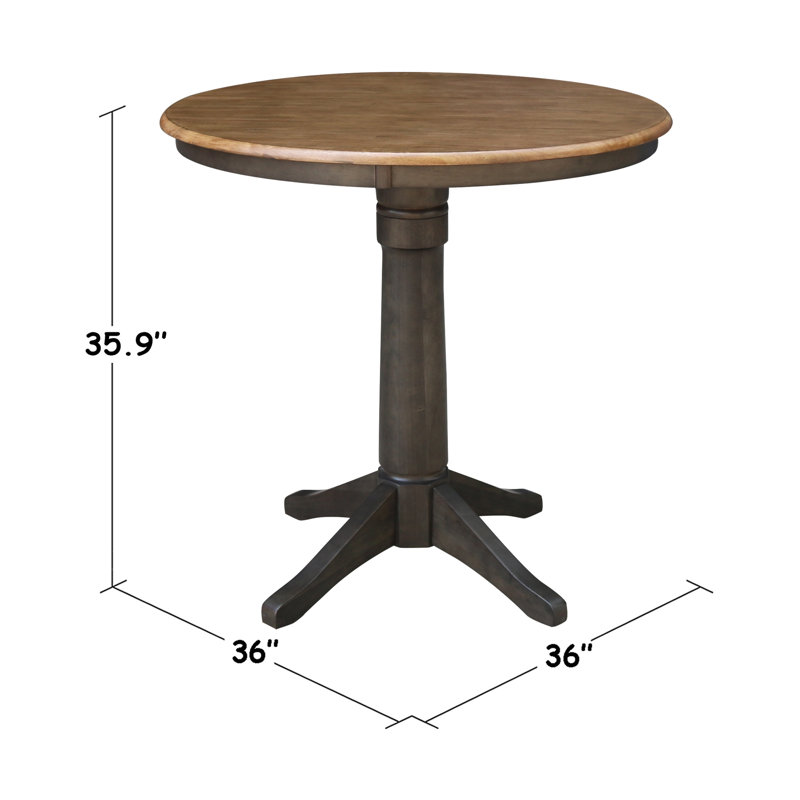 Gianluka Counter Height Solid Wood Dining Table, 35.9" H x 36" L x 36" W, Hickory/Washed Coal