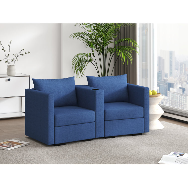 Curved Modular Loveseat Home Theatre Seating Comfortable And Stylish Dual Seats With Cupholder