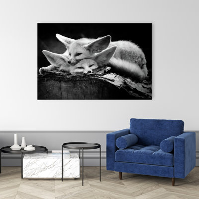 «Peaceful Fennec Foxes», reproduction d'art abstrait de paysage de forêt de renard contemporain