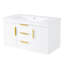 Rangement mural pour salle de bain flottant 36 po, 2 tiroirs, matériau de haute qualité, glissière lisse, poignées rouille, finition imperméable, lavabo à trois trous 36 po x 18 po, assemblage facile, meuble-lavabo moderne blanc