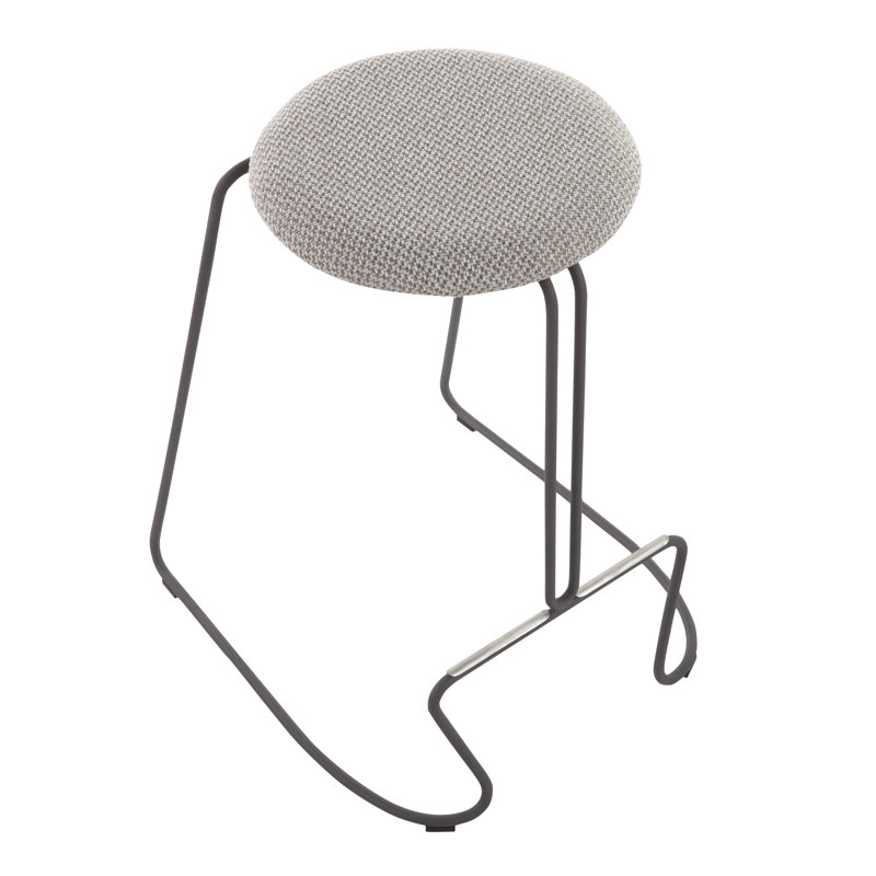 Finn Black Steel and Light Grey Fabric Counter Stool Set