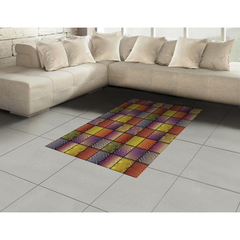 Colorful High Density Long Fiber Poly Threads Decorative Area Rug Carpet, Rectangle 4' x 5'8"
