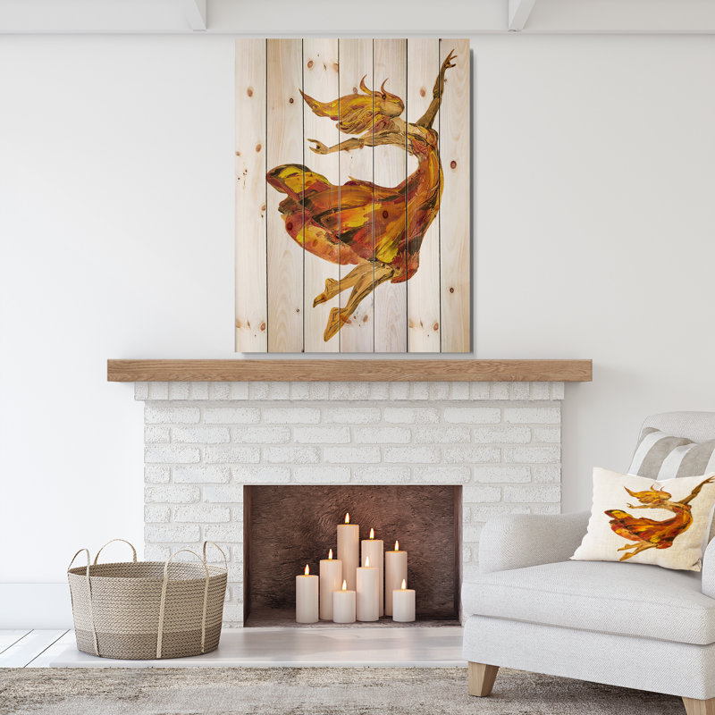 «Fire Ballerina Portrait», peinture, H 20 po x l 15 po x P 1po, Bois