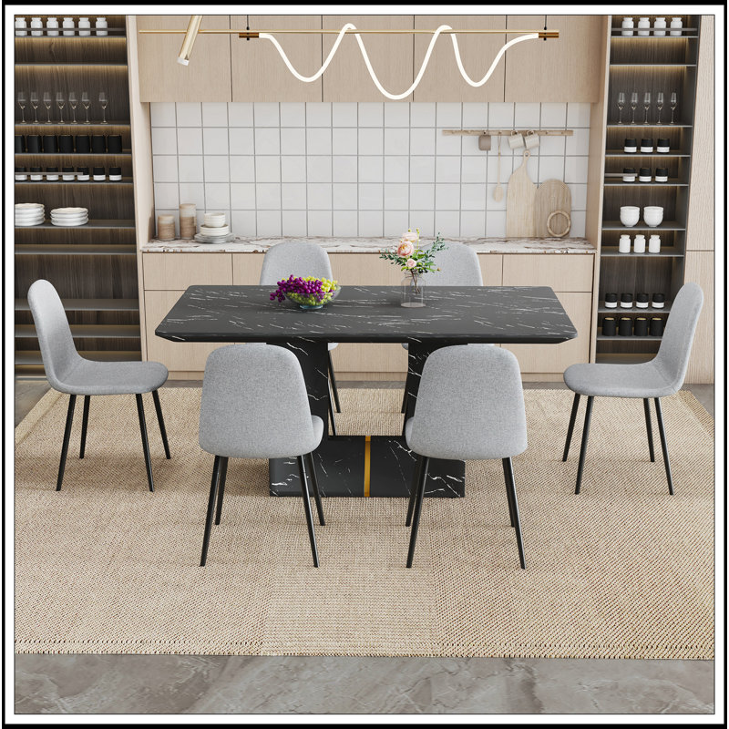 Ensemble de salle à manger charmant avec chaises confortables et table stable pour différentes pièces, 7