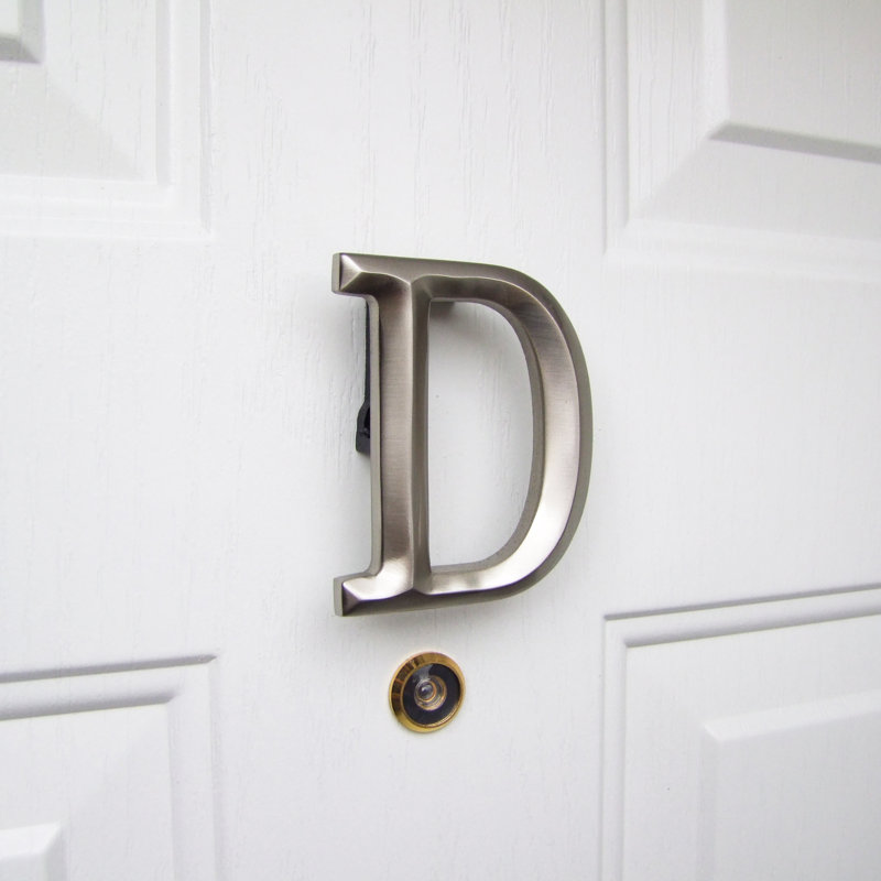 Heurtoir de porte lettre monogramme, Nickel, D