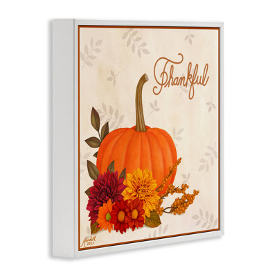«Thankful Pumpkin & Florals», art de la giclée encadrée par Mardell Schuster