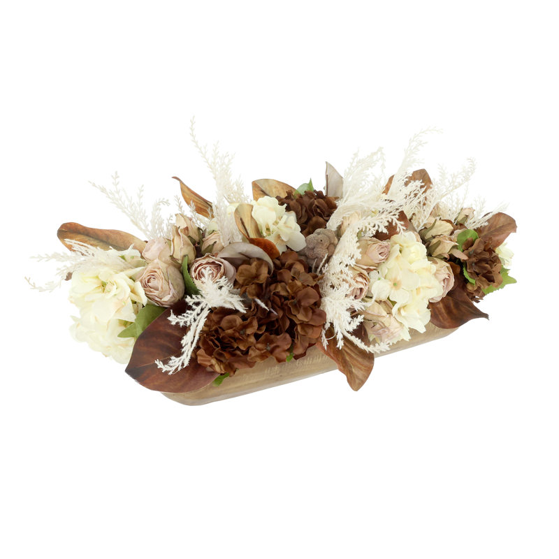 Fall Centerpiece with Hydrangeas, Pampas and Roses
