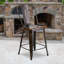 Tabouret de comptoir en métal patiné pour l'intérieur / extérieur de 24 po de hauteur Angelean - noir-651168268-620777400