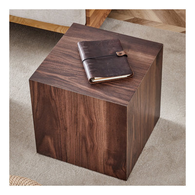 Inch Walnut Wood Grain MDF Coffee Table - Luxurious Design, Perfect Living Room Accent.Cube Fashion Texture Design Coffee Table, Suitable For Various Situations And Scenes.