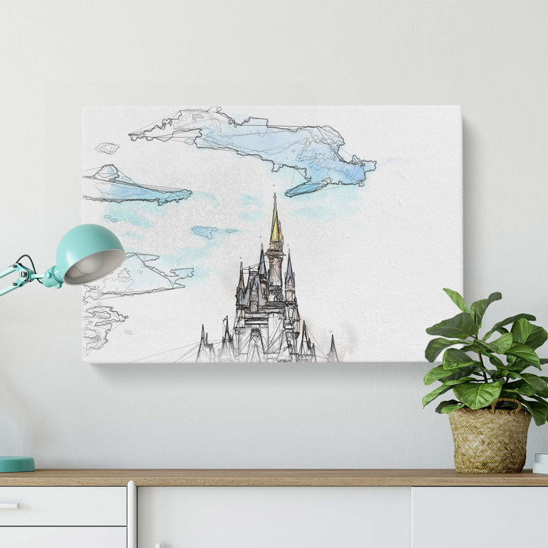 Magic Kingdom Castle in Abstract - Wrapped Canvas Drawing - Wrapped Canvas, 60cm H x 91cm W x 3cm D