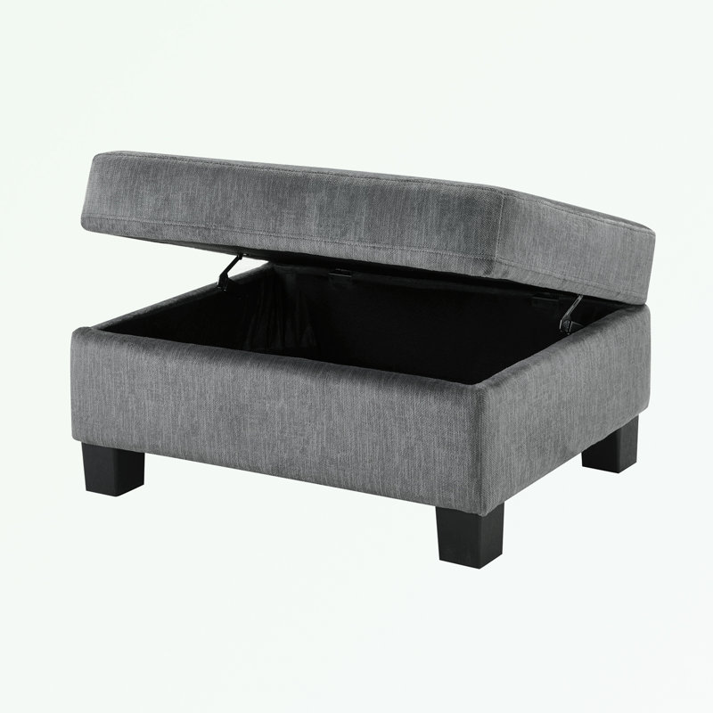 Canapé en U en chenille avec repose-pieds mobile avec rangement, Chenille gris foncé