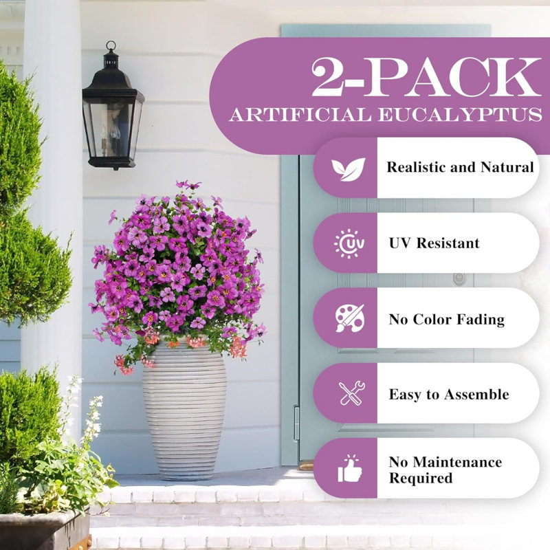 Artificial Flower Boxwood Topiary Ball with Spikes, Purple Violet