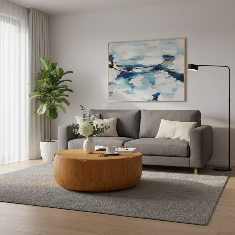 Table basse d'intérieur d'extérieur 35,63 ", Naturel