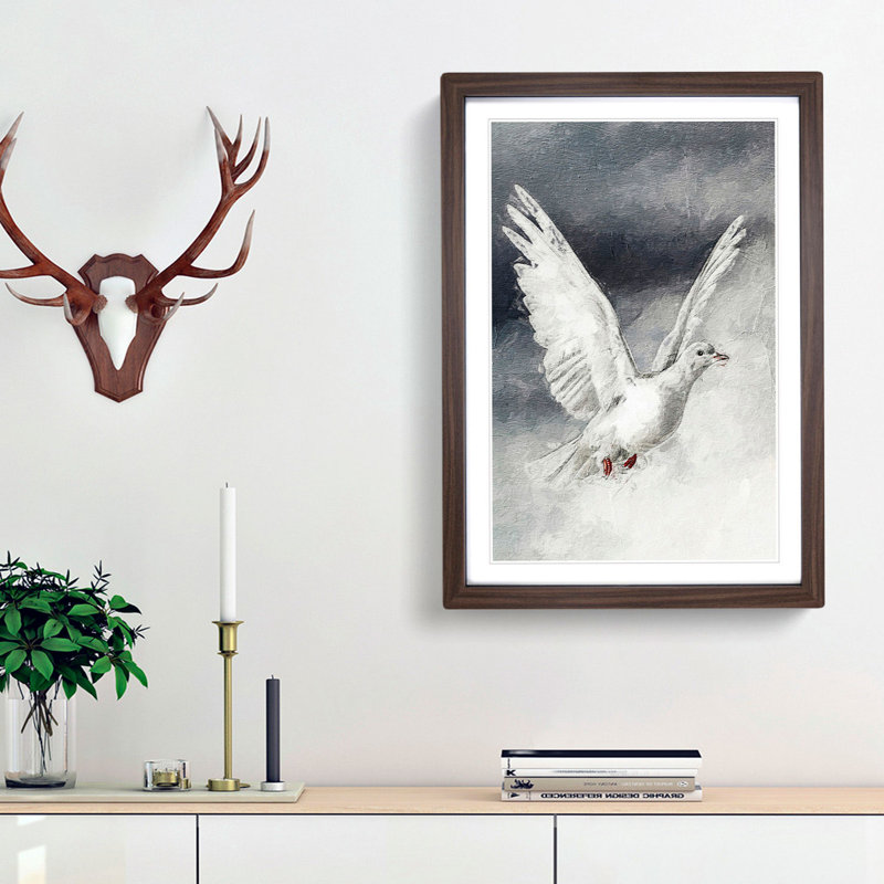 Flying Dove - Framed Print, 65cm H x 48cm W x 2cm D, Walnut Framed